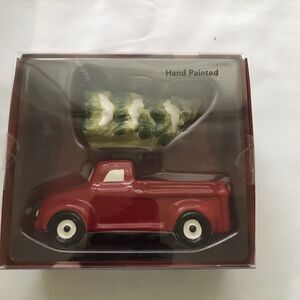 St Nicholas Square Hand Painted Truck & Christmas Tree Salt & Pepper Shaker NEW